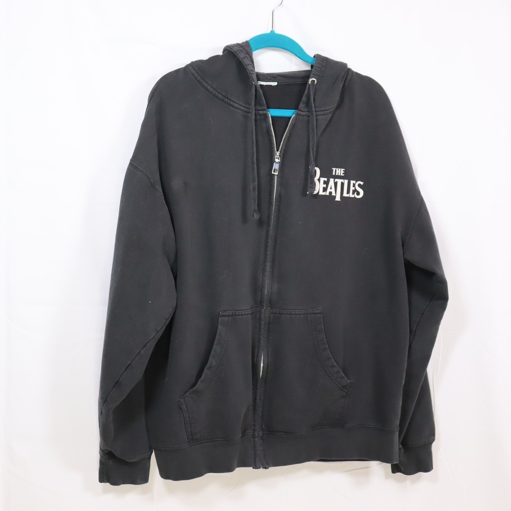 The Beatles Zip Up Hoodie XL Black Mens Graphic Band Rock